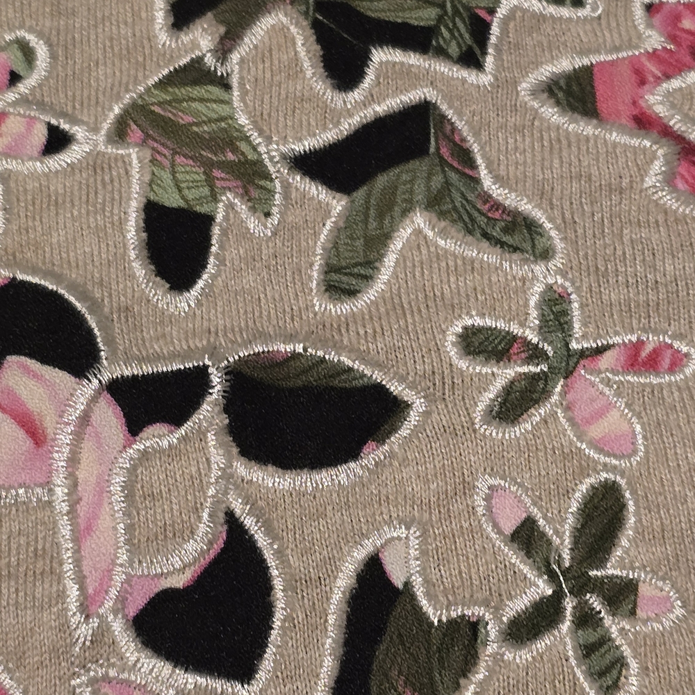 INC International Concepts Beige Sweater with Pink Floral Accents - Picture 9 of 9